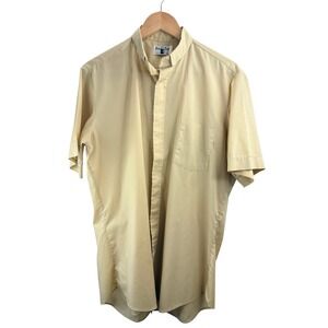 Vintage Friar Tuck Men's Tan Short Sleeve Hidden Button Down‎ Shirt Size 16 Chic